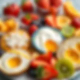 Colorful assortment of baby-friendly breakfast foods