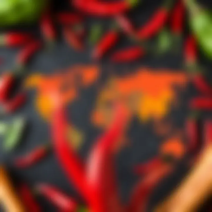 Global Influence on Chili Pepper Sauce Market A global map indicating the regions involved in the production and export of chili pepper sauces.