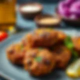 A close-up view of perfectly browned köfte on a plate