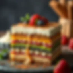 The rich and diverse layers of Baghdadi dessert showcasing its unique texture