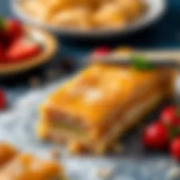 Delicate layers of baklava dough