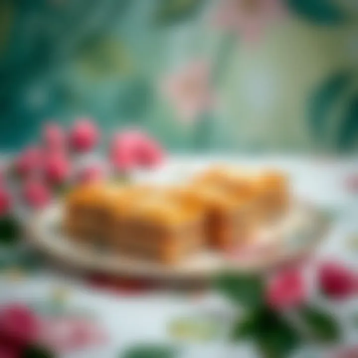 Beautiful presentation of baklava on a decorative plate