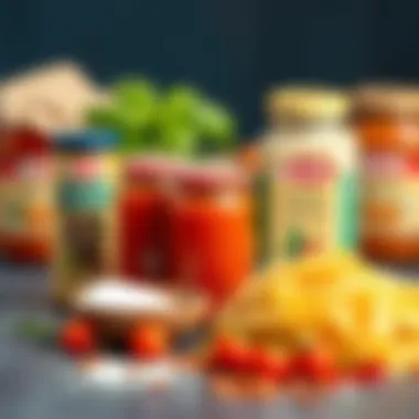 Essential Ingredients for Barilla Sauces Ingredients and seasonings accompanying Barilla pasta sauce.