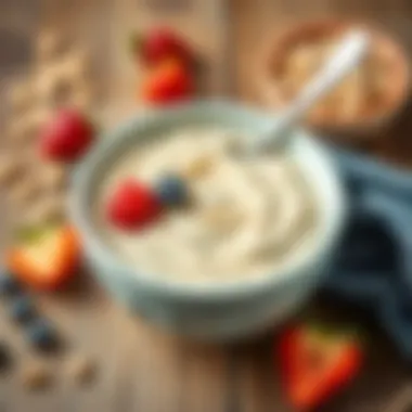 Creamy Oatmeal for Babies Smooth and creamy oatmeal prepared for a baby's breakfast