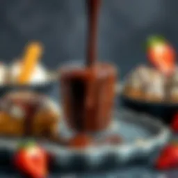 Decadent chocolate sauce drizzled over desserts