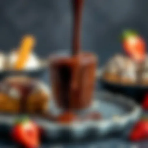 Decadent chocolate sauce drizzled over desserts