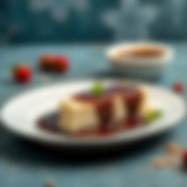 Plated Dessert with Chocolate Sauce Plated dessert showcasing chocolate sauce