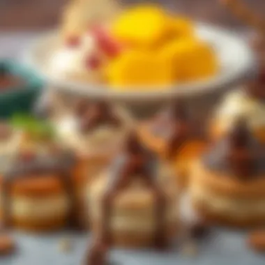 Delicious Desserts Variety A variety of desserts enhanced with chocolate sauce