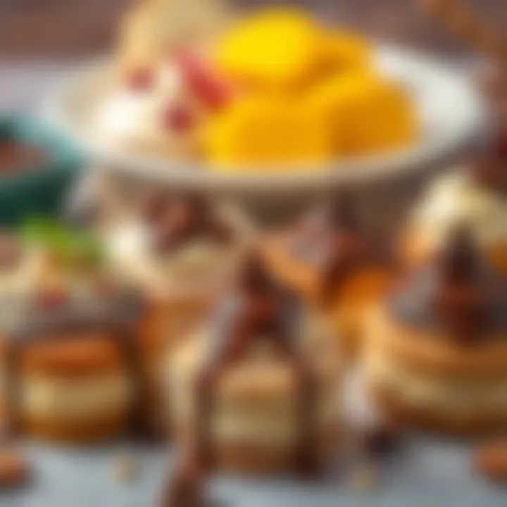 Delicious Desserts Variety A variety of desserts enhanced with chocolate sauce