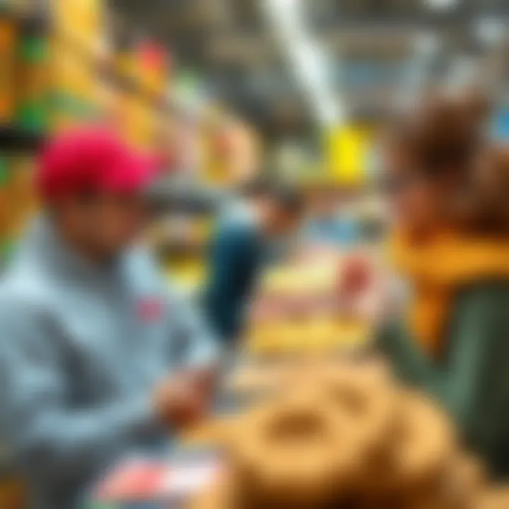Consumers examining yufka options in a store