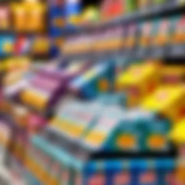 Variety of yufka products displayed on a store shelf