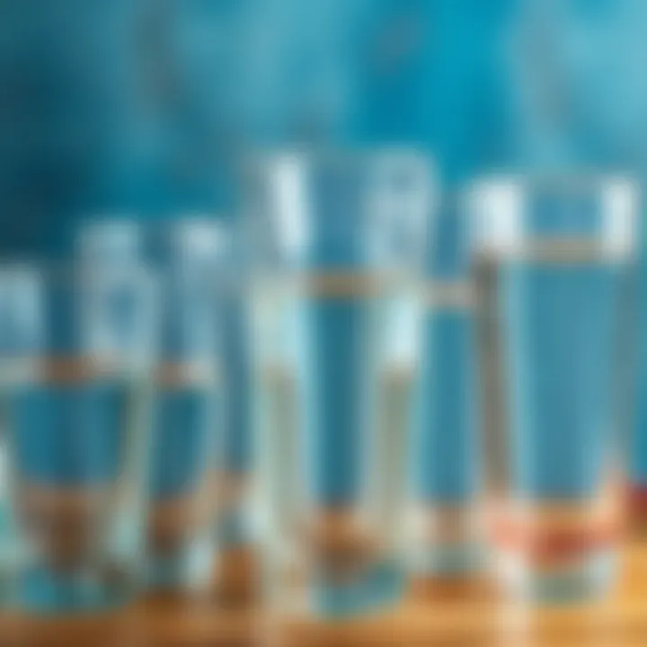 Different Glass Types for Water Measurement A close-up view of various glass types used for measuring water.
