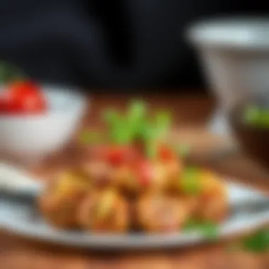 A garnish of fresh herbs complementing the final dish of bulgurlu köfte.