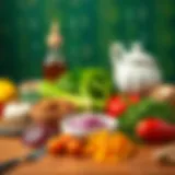 Ingredients for bulgurlu k öfte arranged on a wooden table.