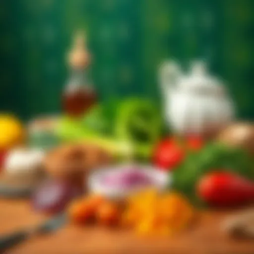 Ingredients for bulgurlu köfte arranged on a wooden table.