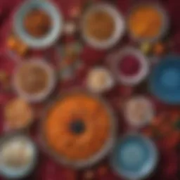 Traditional Turkish wedding items arranged neatly