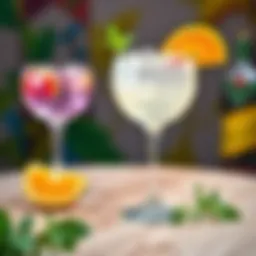 Elegant gin cocktail served in a crystal glass with garnishes