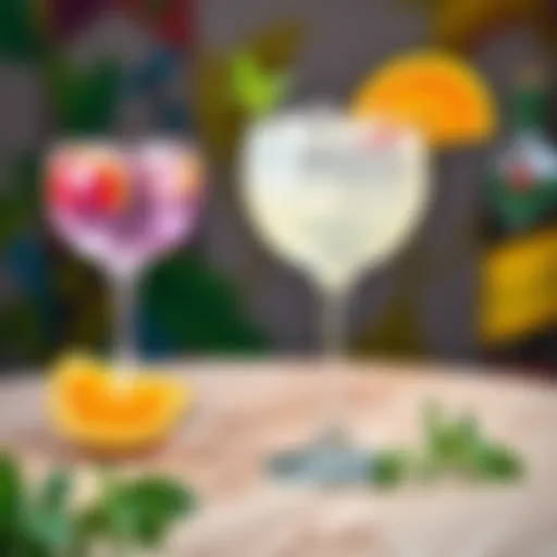 Elegant gin cocktail served in a crystal glass with garnishes