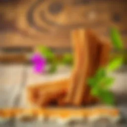 Sticks of cinnamon with a rustic background