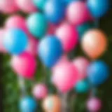 Colorful balloons in pink and blue for gender reveal party