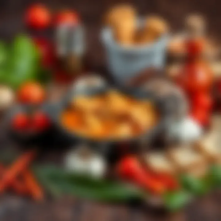 Ingredients required for crispy chicken sauce beautifully arranged