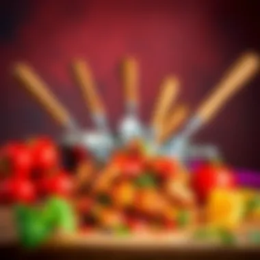 Chef's toolkit with utensils for enhancing flavor of crispy chicken sauce