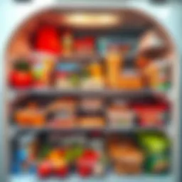 Interior view of a no-frost deep freezer showcasing organized food storage