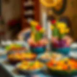 A beautifully arranged iftar table with colorful dishes