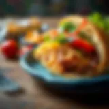 Delicious döner sandwich garnished with fresh vegetables