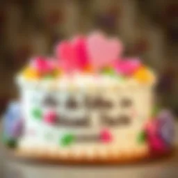 Elegant cake decoration with heartfelt message