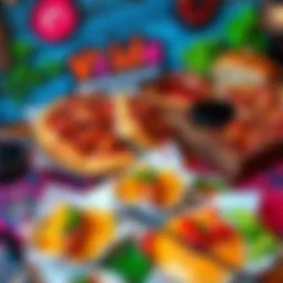 Aerial view of a vibrant local pide restaurant showcasing its dishes