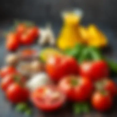 Ingredients laid out for making tomato juice