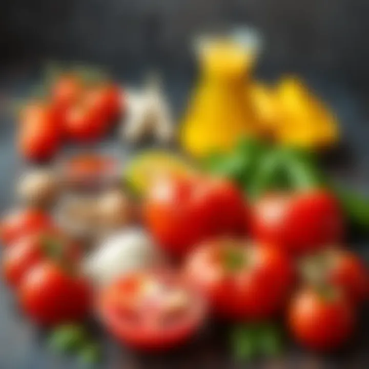 Ingredients laid out for making tomato juice