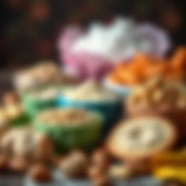 A vibrant display of ingredients used in gluten-free cookie recipes including hazelnut flour, nuts, and natural sweeteners.