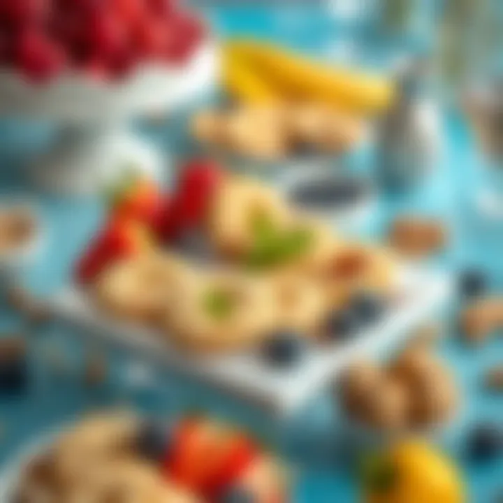 A beautifully arranged dessert table featuring gluten-free cookies alongside fresh fruits and nuts for a healthy snack option.