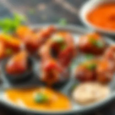Diverse Sauces for Chicken Wings Variety of sauces served with chicken wings
