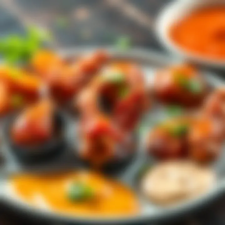 Diverse Sauces for Chicken Wings Variety of sauces served with chicken wings