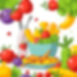 Illustration depicting healthy eating habits for reducing belly fat