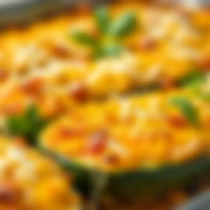 Golden Crust: The Perfect Zucchini Bake A close-up of baked zucchini with a golden crust topped with cheese