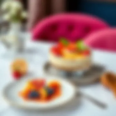 Elegant Table Setting with a Healthful Dessert A beautifully styled table setting with the dessert featured.