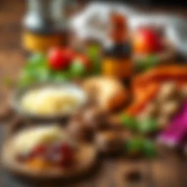 Nutritious properties displayed on a wooden table