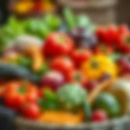 Colorful assortment of fresh vegetables and fruits promoting healthy eating