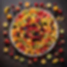Colorful fruits arranged on a plate