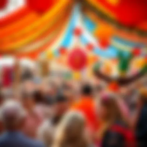 A vibrant Hıdırellez festival scene, filled with colorful decorations and joyous participants celebrating spring.