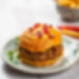 A close-up of a traditional içli köfte dish, showcasing its rich filling and golden crust.