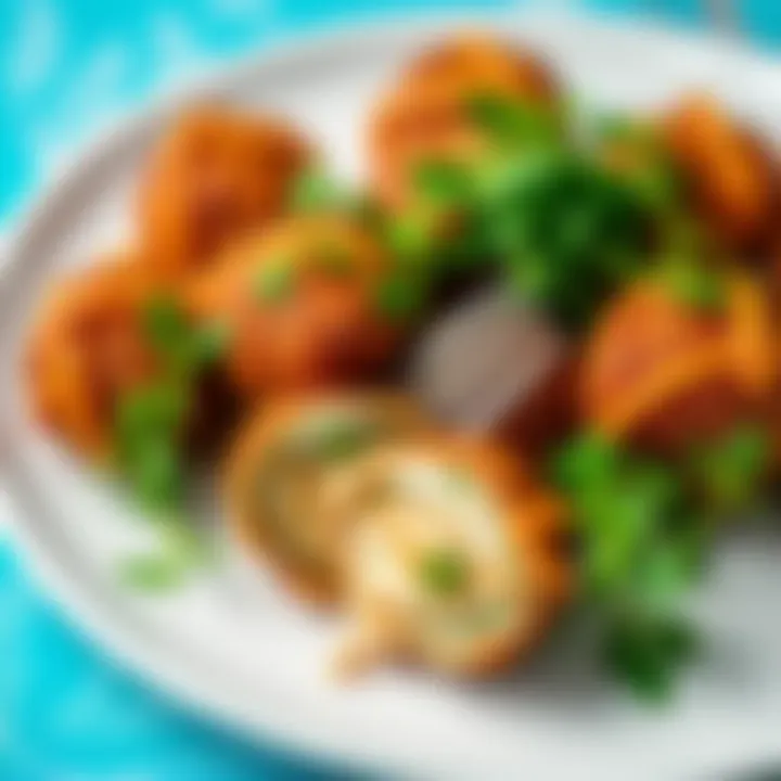 A beautifully arranged plate of içli köfte garnished with fresh herbs, highlighting presentation.