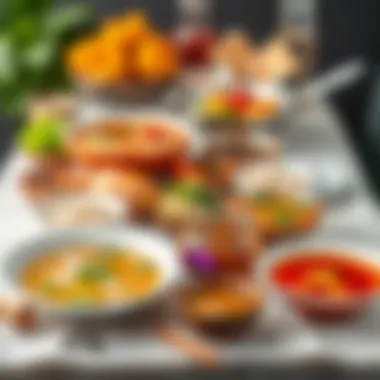 Creative Broth Recipe Arrangements A creative arrangement of various broth recipes on a table