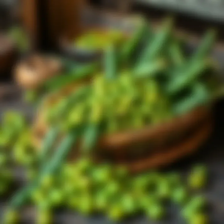 The Essence of Harvested Green Peas Harvested peas displayed in a rustic setting