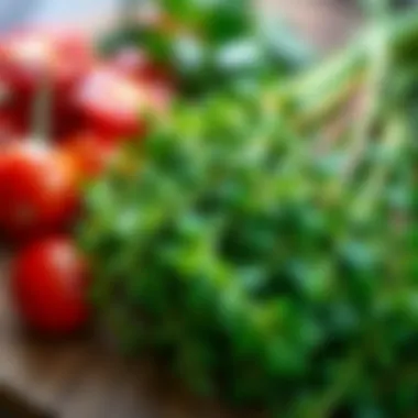 Fresh herbs used in Iskender sauce preparation