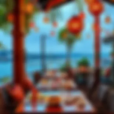 Relaxing Outdoor Dining Experience Outdoor dining area with a stunning view, ideal for a relaxing meal.
